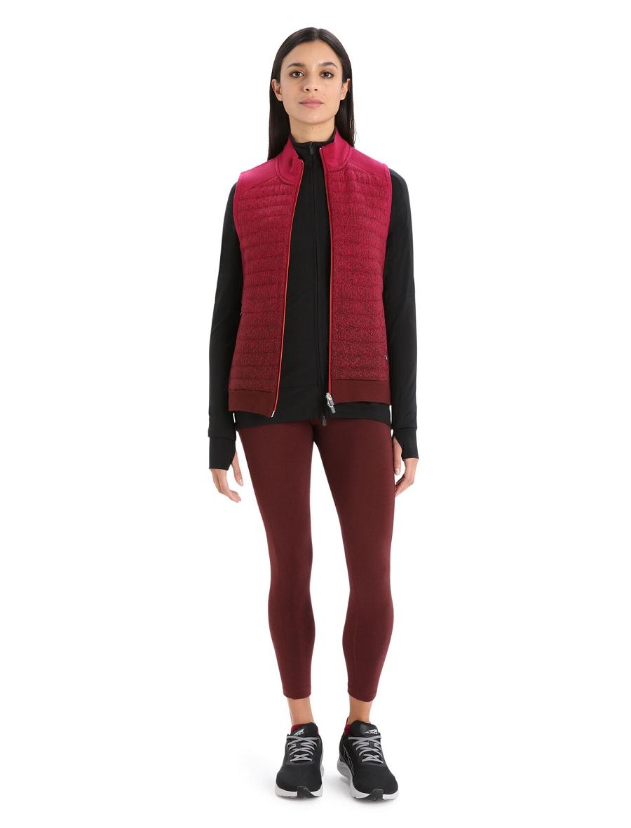 Cherry / Espresso Women's Icebreaker ZoneKnit™ Merino Insulated Vest Into the Deep Jackets | USA 1657VRWD